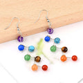 Round Bead Chakra Crystal Stone Earring Handmade Yoga Seven Chakra Crystal Bead Earring