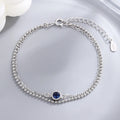 Women Jewelry 925 Sterling Silver Blue CZ Diamond Double Layer Bracelet Korean Personality Simple Bead Chain Bracelet