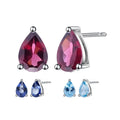 F0552E-46 Abiding Great Price Tiny Pear Cut Blue Topaz Garnet Mystic Quartz 925 Silver Birthstone Stud Earrings