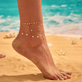 Summer Ocean Beach Style Stainless Steel Heart Tassel Zircon Anklet Chain Waterproof Star Stack Charm Anklets Jewelry