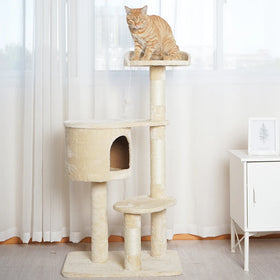CATSOUL Pet Cat Furniture Wooden Cat Tree House Scratcher Tree Tower Floor to Ceiling Cat Bed Indoor