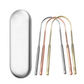 U Shape Rose Gold Tongue Scraping Private Label Case Stainless Steel Tongue Scraper With Handle