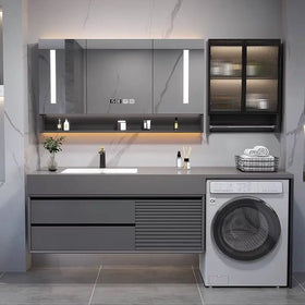 Hot Sale Modern Vanity Bathroom Furniture Laundry Sink Cabinet Combo Waterproof Washing Machine Cabinet Hotel Use Stainless
