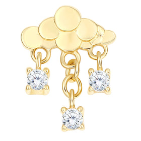 Eternal Metal 14K Solid Gold Cloud Shaped Dangle Chain CZ Children's Wedding Ear Nose Belly Piercing Jewelry Internally Threaded