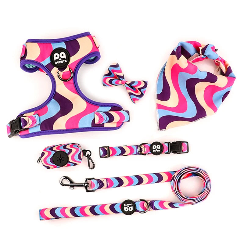 High Quality Custom Designer Nylon Pet Harness Vest Luxury Neoprene Dog Collar Leash Set Wholesale Supply