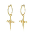 Fashion 925 Sterling Silver Cross Dangle Hoop Earrings 14K Gold Plated Trendy for Wedding Party Engagement or Gift