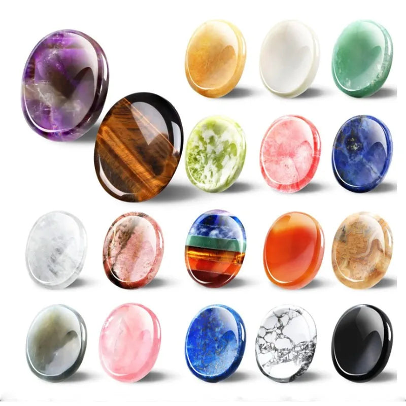 Wholesale Colorful Thumb Worry Stone Massage Tumbled Stones Oval Polished Palm Pocket Healing Energy Crystal Love Gemstone Craft