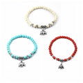 Ethnic Style Natural Gem Made Old Elephant Bracelet Fashion Round Bead Elastic Handpiece Anniversary Gift for Friends and Lovers