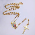 Jiingcan Our Lady of Charity Gold Filled Rosary Necklace  Saint Michael  Stainless Steel Rosary Necklace