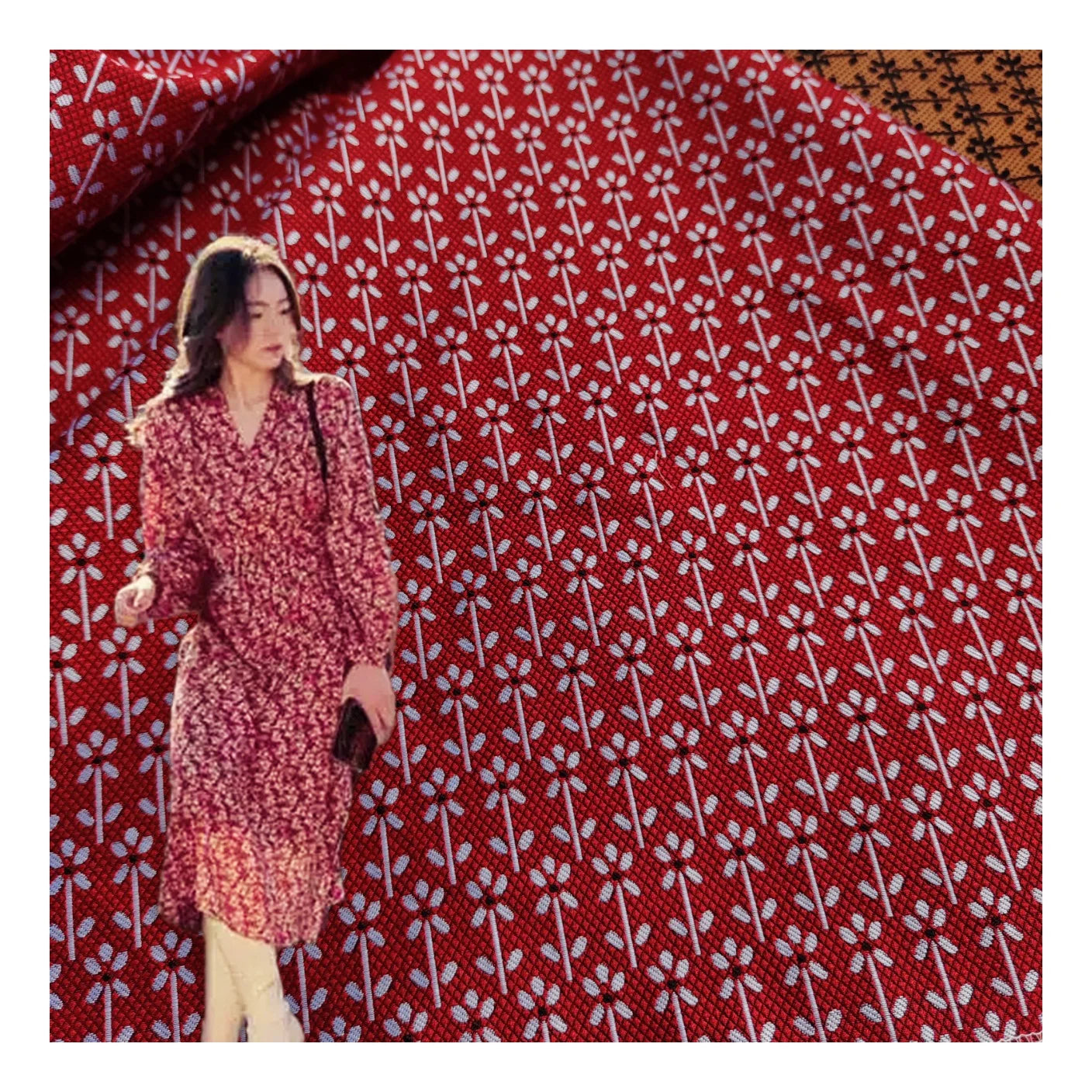 Eco-friendly Custom Floral Striped Yarn Dyed Woven Jacquard Fabrics for Women Clothing Luxury