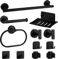 Matte Black Bathroom Hardware Set 12PCS Towel Bar Set Wall Mount Bathroom Accessories Set