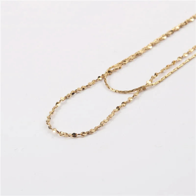 Europe Women Fashion Stainless Steel Blade Flower Chain and Link Chain Layer Necklace