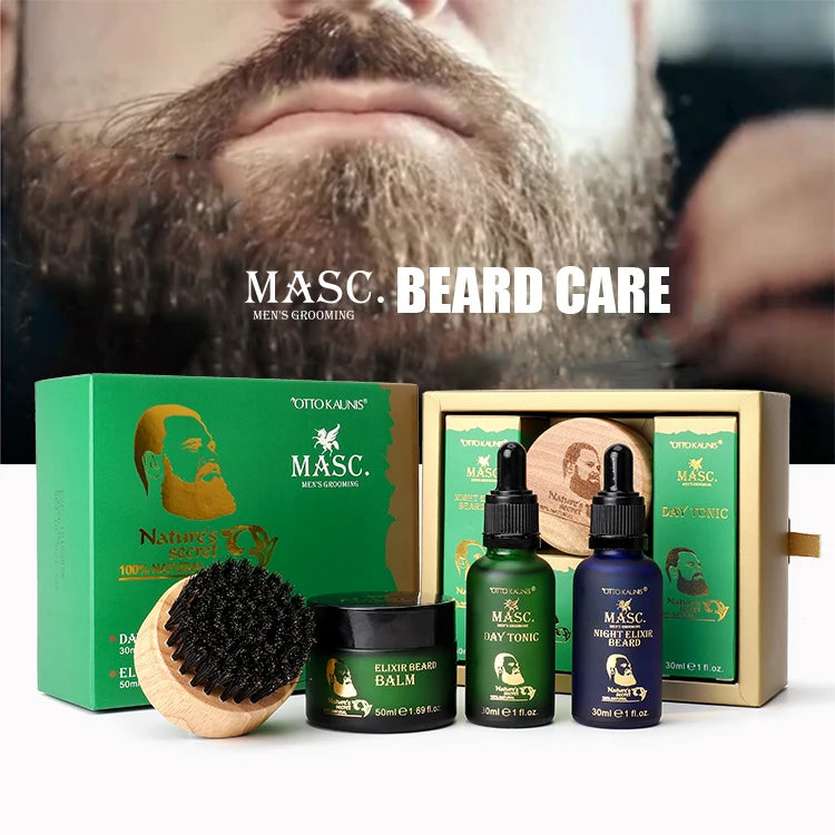 Custom logo Men Beard Growth Set Natural Beard Oil Kit for Repairing and Activation