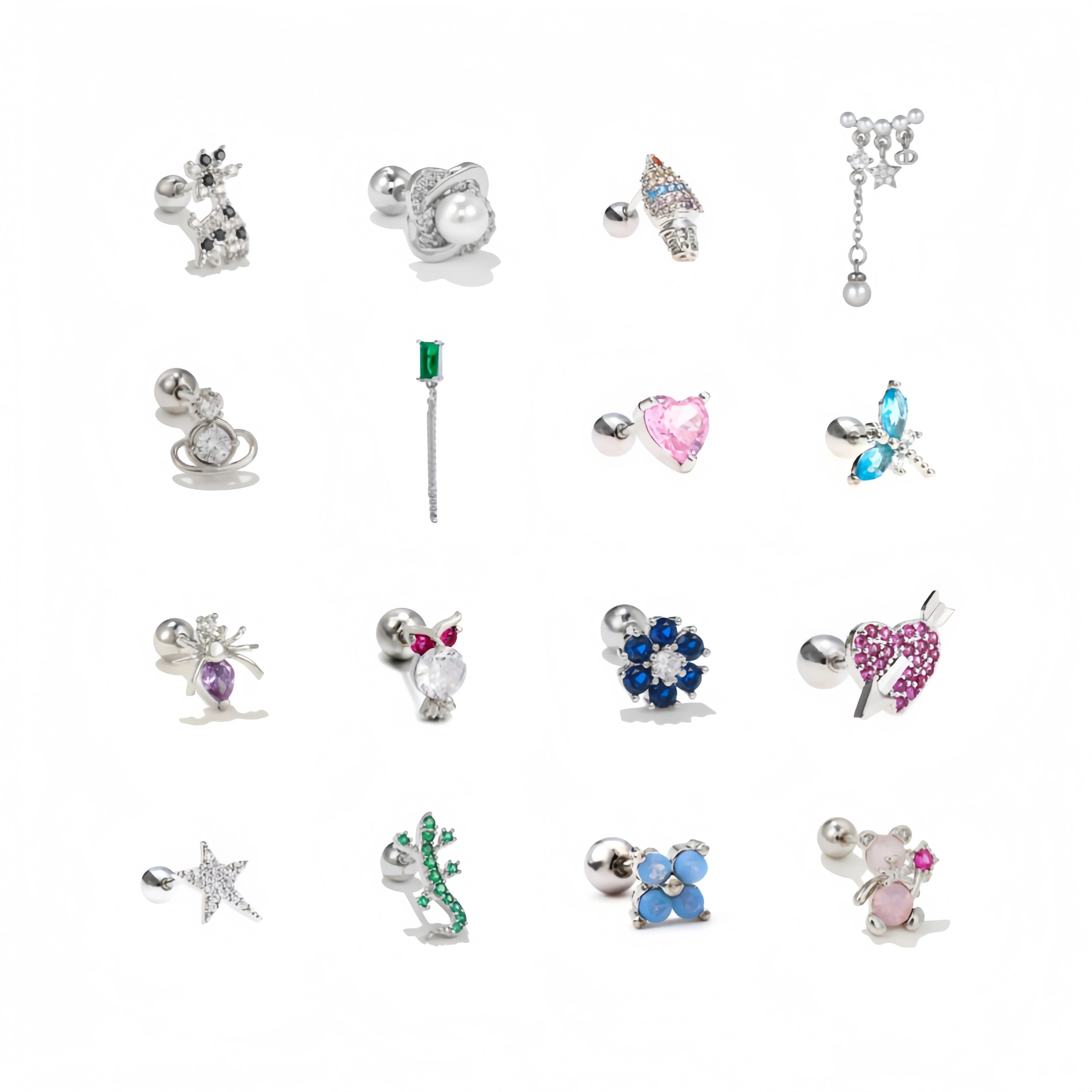 ZUOLA Trendy Fashion Piercing Jewelry Silver Plated Titanium Zircon Hypoallergenic Stud Earrings for Helix Cartilage Piercing