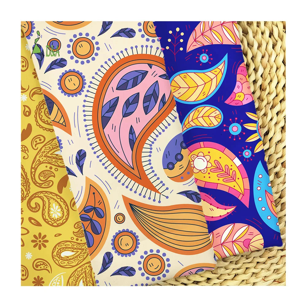 Cute Paisley Colorful Printed Combed Organic Woven Eco-Friendly 100% Cotton Poplin Fabric for Girls & Boys Shirt Dress Cover