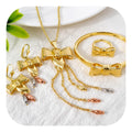 Fashion Jewelry Dubai 14k Gold Plated Bow Wedding Bride Jewelry Sets for Women