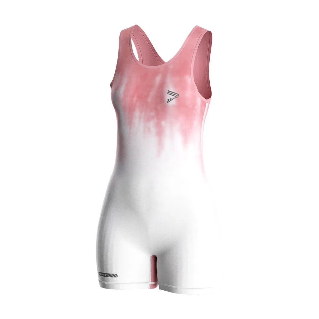 Gradient Pink Women's Compression Bodysuit 4-Way Stretch Flexible Breathable Streamlined Fit for Gym Workout Yoga