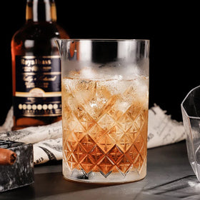 Bar Glass Tools Cocktail Crystal Whiskey Drinkware Heavy Duty Flower Diamond Mixing Glass Cups With Lip