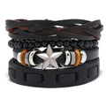 Wholesale Fashion Metal Star Charm Bracelet Vintage Leather Braid Bracelets for Men Women Graduation Gift