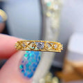 S925 Sterling Silver Moissanite Engagement Ring Classic Gold Plated for Wedding or Party Fine Jewelry