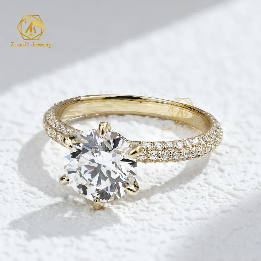AU750 18k Solid Gold 3Carat IGI Certified Cvd HPHT Lab Grown Created Diamond Diamond Rings Engagement Ring Jewelry Women