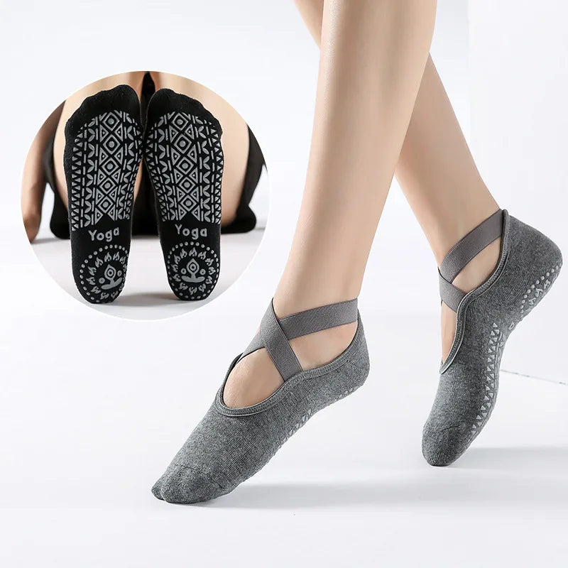 Hot Strap Non-slip Yoga Socks Dot Glue Round Head Breathable Floor Socks Yoga Special Sports Socks
