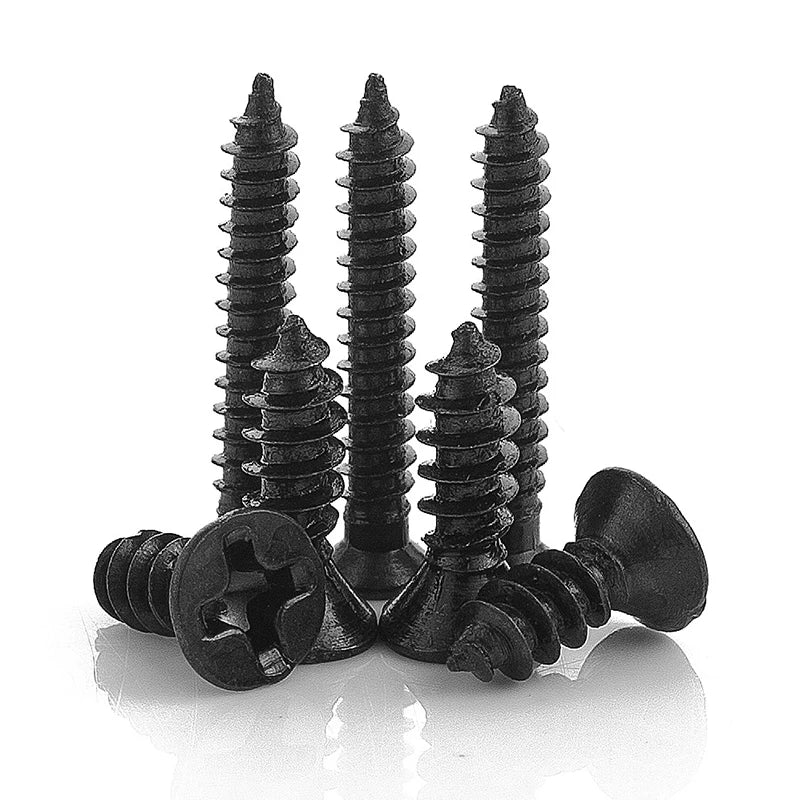 1000pcs/bag Black Oxide M1 M1.2 M1.4 M1.5 M1.7 M1.8 M2 M3 M4 M5 CSK Countersunk Flat Head Phillips Self Tapping Screw