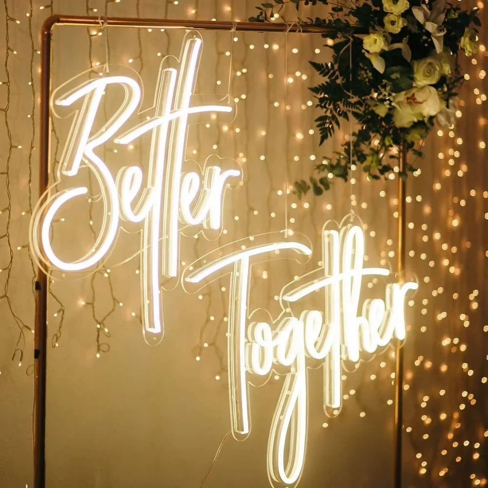 Custom Acrylic Luminous Led Lighting Neon Sign for Home Bedroom Wedding Party Mall Hotel Bar Theme Park Birthday Decoration