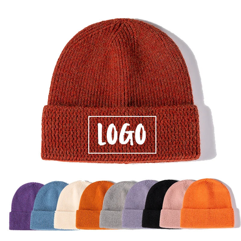 Outdoor Running Rib Designer Warm Knitted Winter Hat Custom Logo Woven Labels Unisex Beanies Hats
