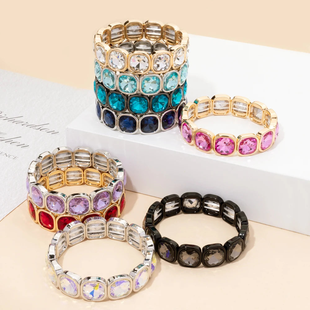 Hot Sell Glamorous Rhinestone Block Beads Bracelet for Women for Dating Gift
