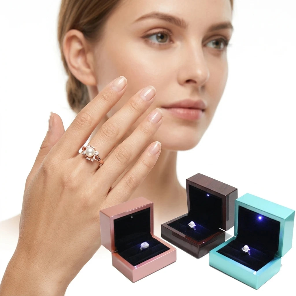 FSD Customized Color ROHS Certified Led Light Ring Pendant Gift Box Packaging Jewelry Box with ODM Logo
