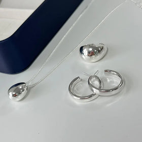 Architectural Silver Jewelry Set High Polished Chunky 925 Sterling Silver Bold Geometric Chains Modern Statement Fine Jewelry