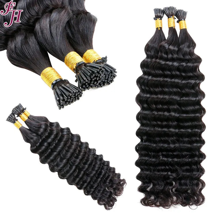 FH 10a I Tip Human Hair Extensions 100g Loose Deep Wave Keratin Glue Virgin Hair I Tip Remy Human Hair Extension