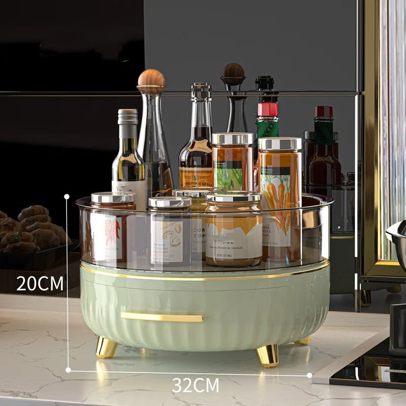 OWNSWING 360 Degree Rotating Storage Tray Round Cosmetic Skincare Holder Rack Storage Organization for Kitchen