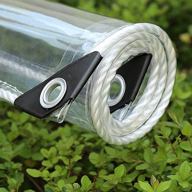 0.35mm Transparent PVC Tarpaulin Cover Rainproof Windproof Outdoor Awnings Waterproof Clear Plastic Furniture Cover for Balcony