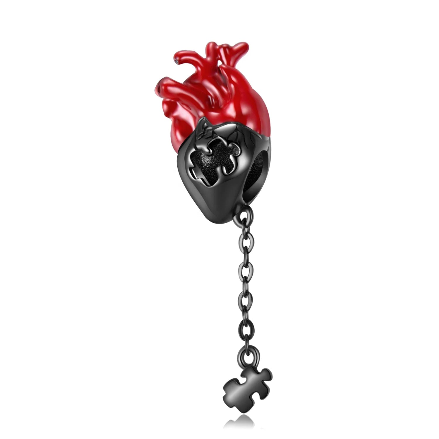Puzzle Heart Charm Bead DIY Real 925 Sterling Silver Beads for Women Fashion Enamel Jewelry Making Charms Bracelets Wholesale