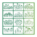 12 Pieces Flower Stencils Wildflower Painting Template Reusable Plastic Stencils DIY Art Craft Template