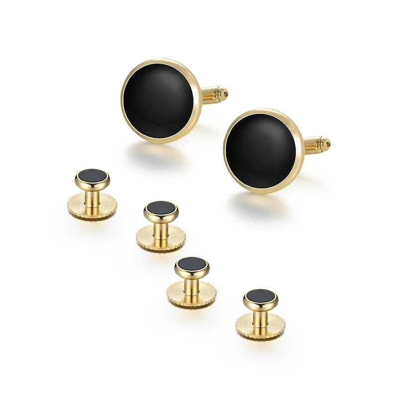 Hot Sale 6 PCS Set DIY Gold Plated Men's Cufflinks Studs Set Men Cuff Links and Studs Set Screw Studs