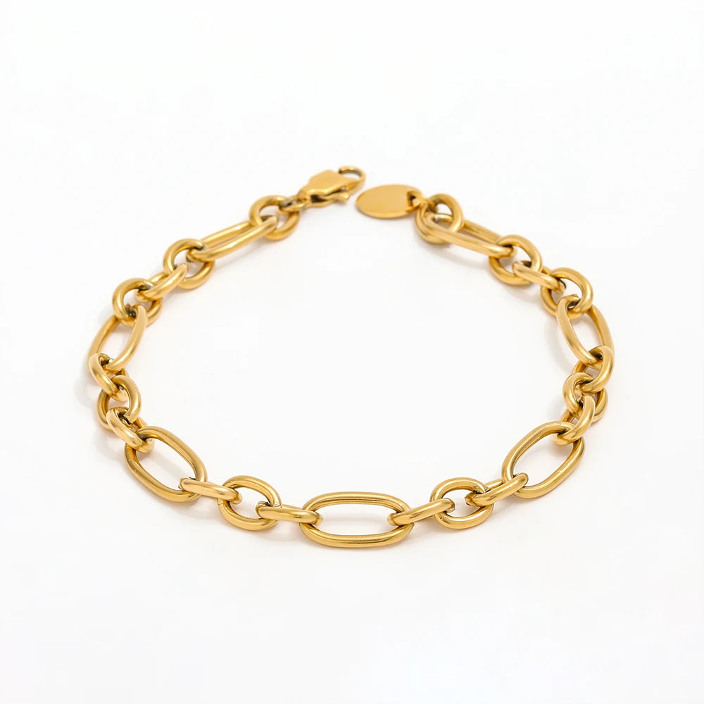 Jewelry Wholesale High End 14K Gold Finish Link Chain Bracelet Stainless Steel Bracelet for Women