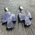 HZ Wholesale Blue Spot Stone Angel Christian Handmade Cross Crystal Pendant Holiday Gift Friends Jewelry