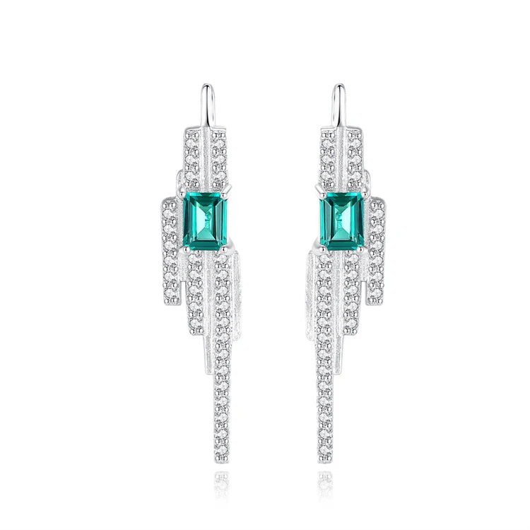 Fine Jewelry 925 Sterling Silver Rhinestone Zircons Women Fashion Square Gemstone Diamond Stud Earrings