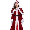 Magnificent Women Christmas Costume Red Queen'S Long Christmas Dress With Hooded Shawl for Adults