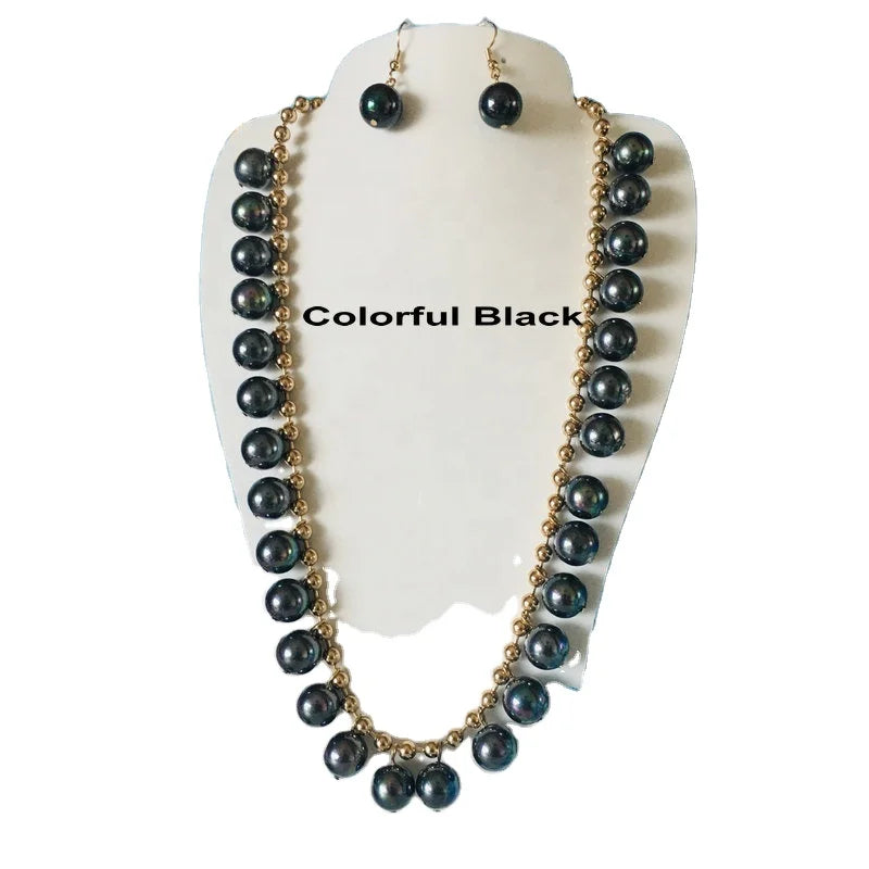 Hawaiian Pearl Set Hook Drop Earring Different Colors Ready to Ship Samoan Polynesian Jewelry Gold Filled Long Chain for Woman