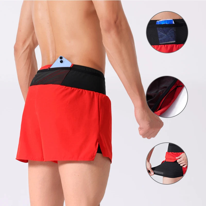 Unisex 3-inch Fanny Pack Marathon Running Moisture Absorption Quick Drying Sports Shorts
