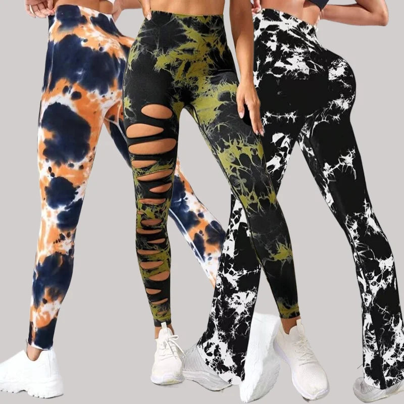 Hot Selling Tie Dye Women Scrunch Leggings Seamless Sport Mujer Push up Booty Pants Gym Fitness High Waist Workout Yoga Leggings