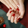 Ready Stock Short Christmas Fake Nail Snow Flake Medium Press on Nails Private Label