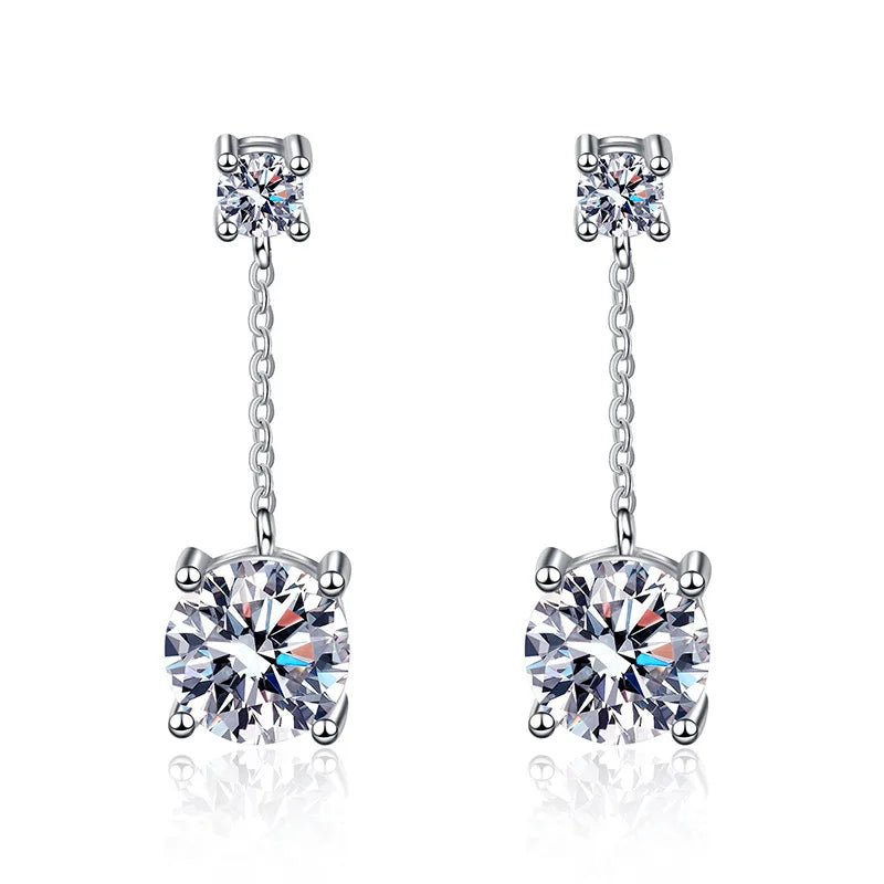 S925 Sterling Silver Charm Moissanite Earrings Classic Geometric Design Women's Jewelry with Luxurious Moissanite Gemstones