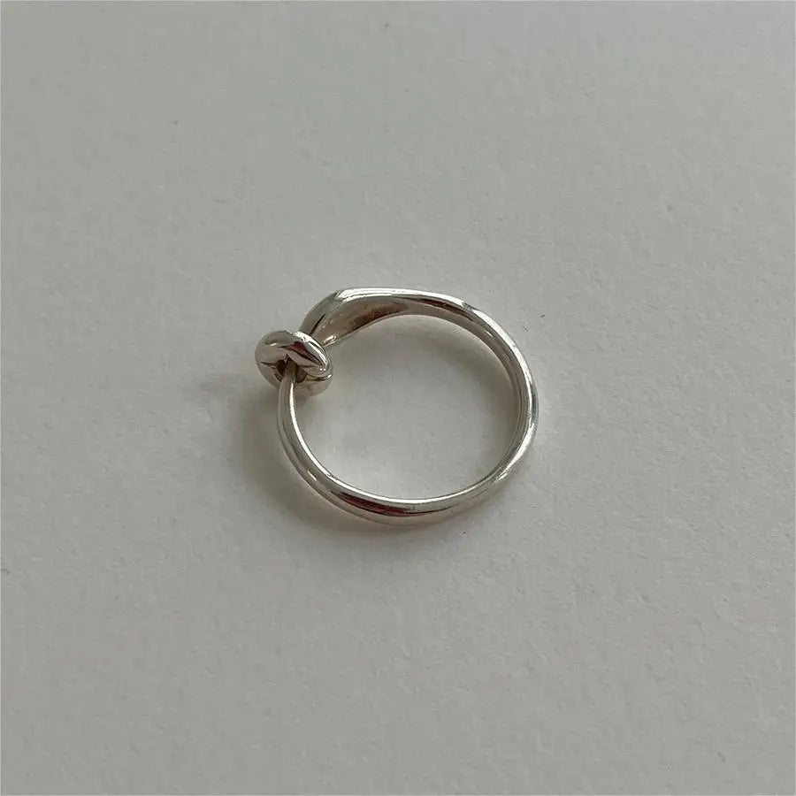 Light Luxury 925 Sterling Silver Minimalist Line Knot Rings for Women