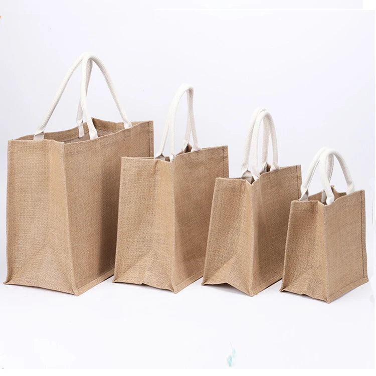 B5 Size Natural Color Eco Jute Bag Wholesale Beach Bag Tote Burlap Bags With Handle