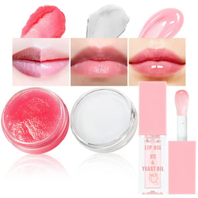 3 1 Vegan Lip Care Kit Lip Balm Sugar Lip Scrub Strawberry ODM Lipstick Primer Treatment Moisturizing Sunscreen Fruit Scented